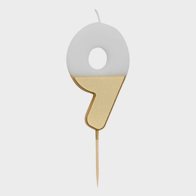 CANDLE - 9 - WHITE & GOLD
