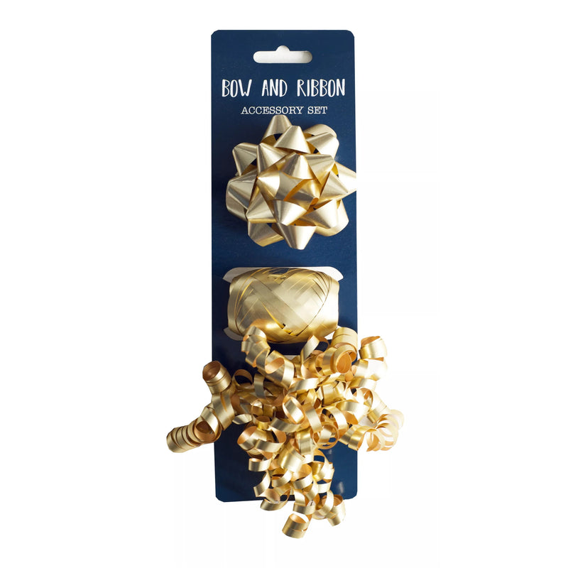 BOW & RIBBON SET - GOLD-GIFT ACCESSORY SET-Partica Party