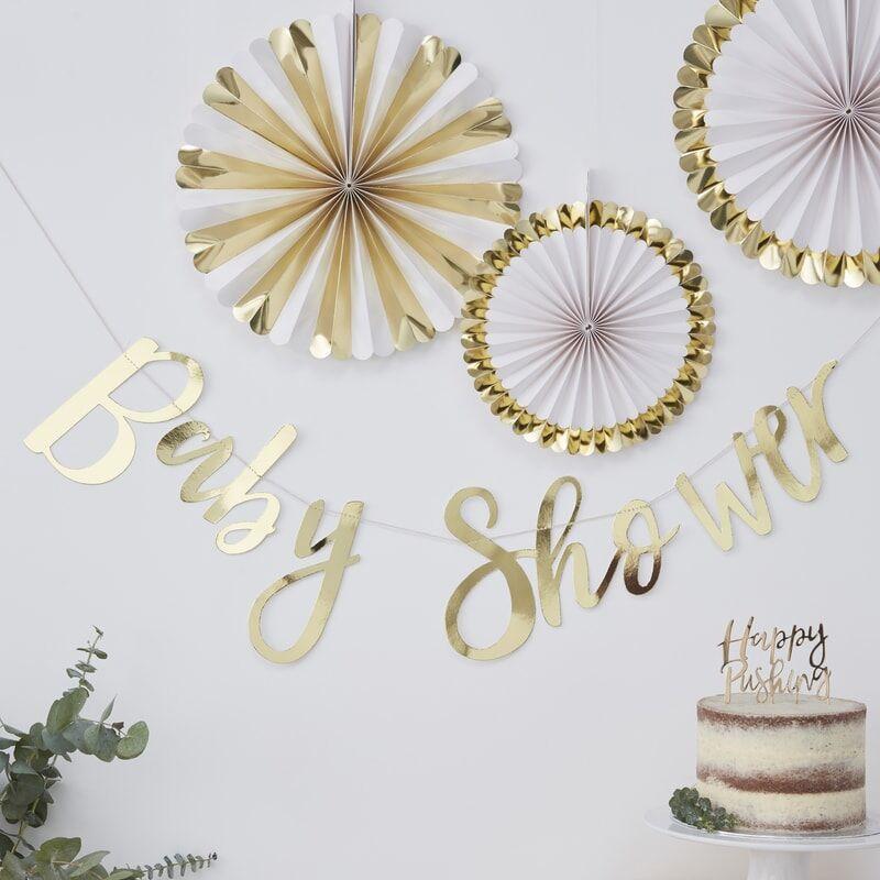 BUNTING - BABY SHOWER - GOLD-BANNER-Partica Party
