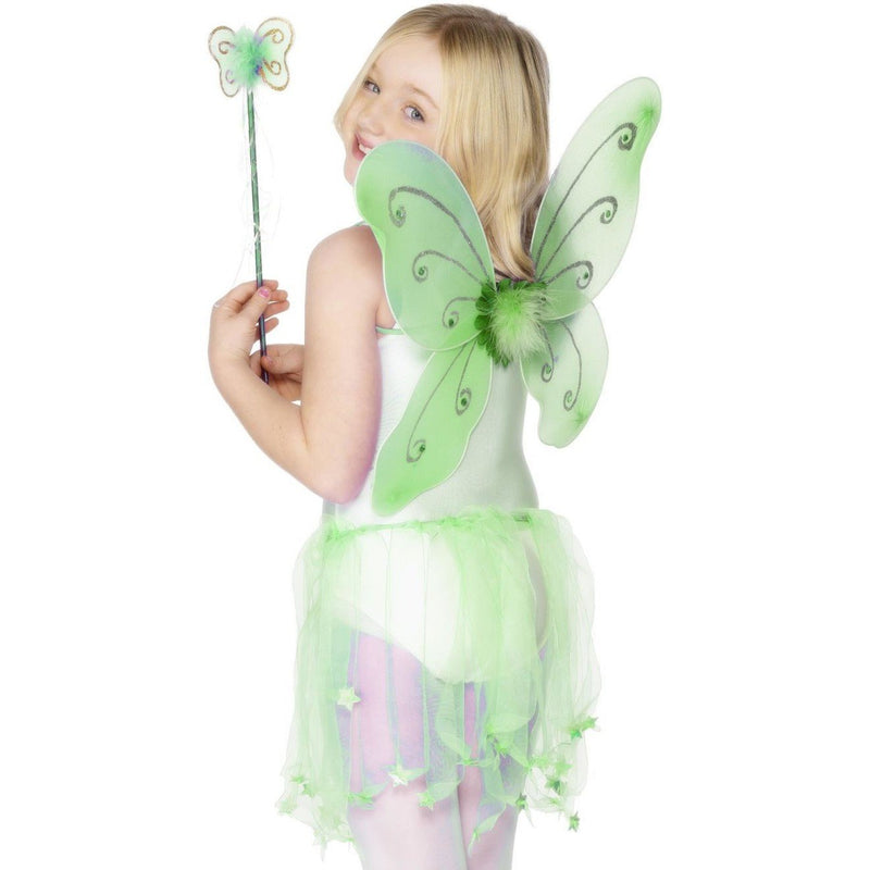 BUTTERFLY SET - GREEN - WINGS & WAND-WINGS-Partica Party