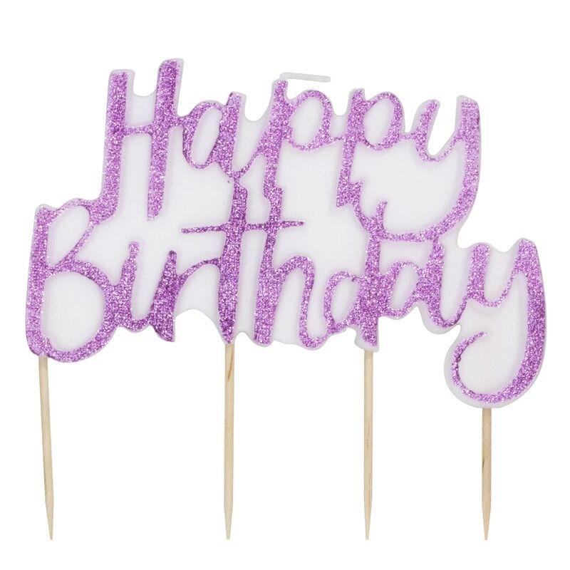 CANDLE - HAPPY BIRTHDAY - LILAC-CANDLE-Partica Party