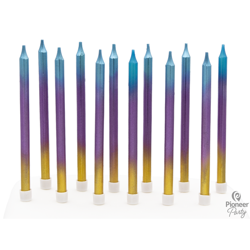 CANDLES - LONG RAINBOW OMBRE - PACK OF 12-CANDLE-Partica Party
