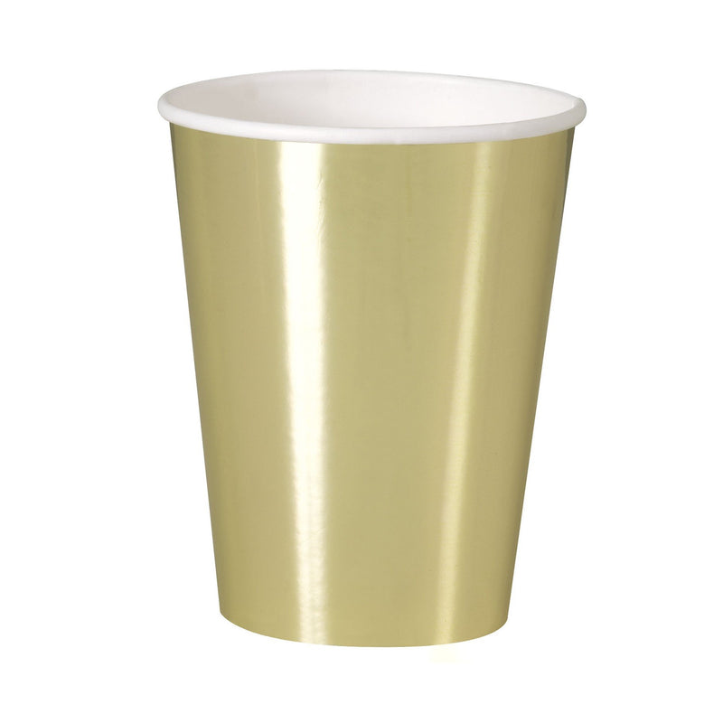 CUPS - METALLIC GOLD - PACK OF 8-CUPS-Partica Party