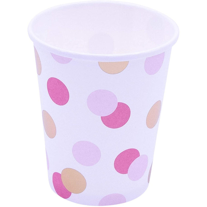 CUPS - PINK & GOLD POLKA - PACK OF 8-CUPS-Partica Party