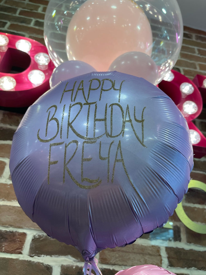 CUSTOM DOUBLE BUBBLE - HAPPY BIRTHDAY BALLOON BOUQUET-CUSTOM BUBBLE-Partica Party