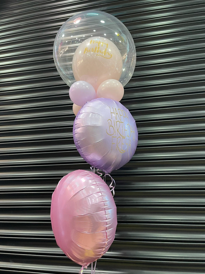 CUSTOM DOUBLE BUBBLE - HAPPY BIRTHDAY BALLOON BOUQUET-CUSTOM BUBBLE-Partica Party