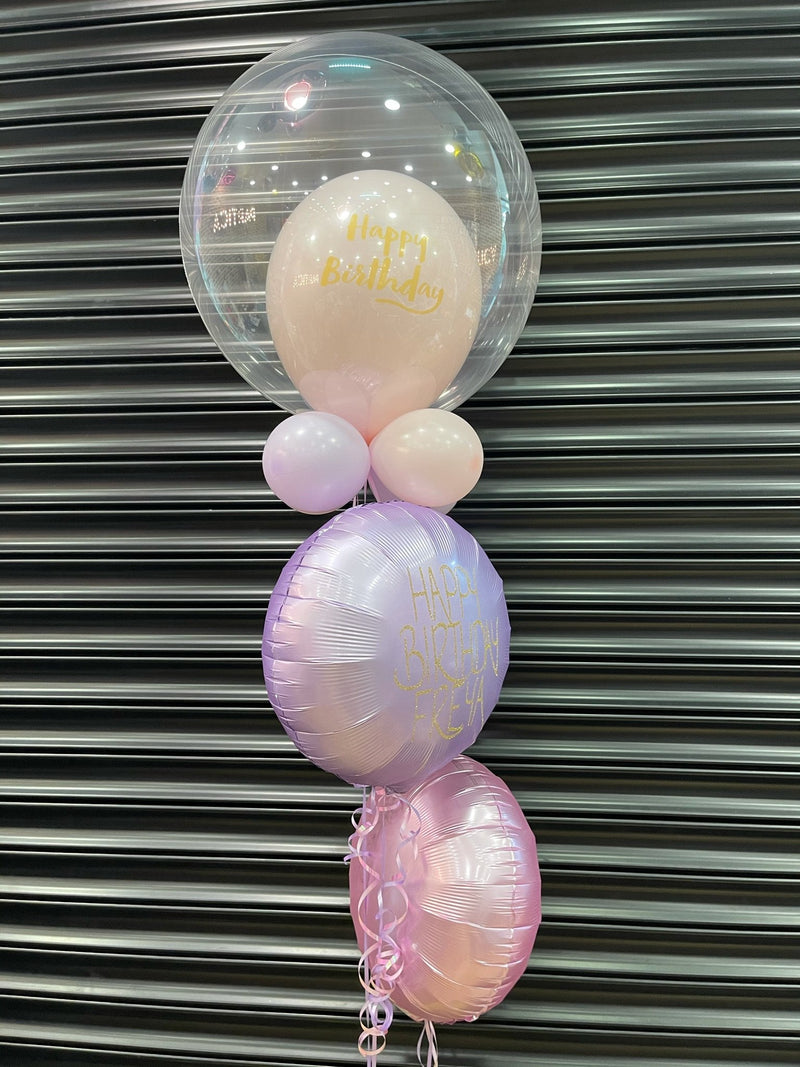 CUSTOM DOUBLE BUBBLE - HAPPY BIRTHDAY BALLOON BOUQUET-CUSTOM BUBBLE-Partica Party