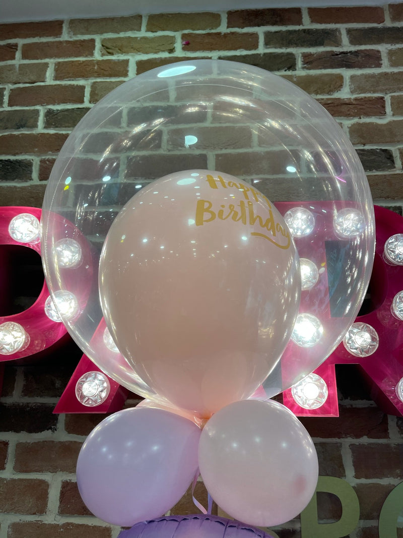 CUSTOM DOUBLE BUBBLE - HAPPY BIRTHDAY BALLOON BOUQUET-CUSTOM BUBBLE-Partica Party