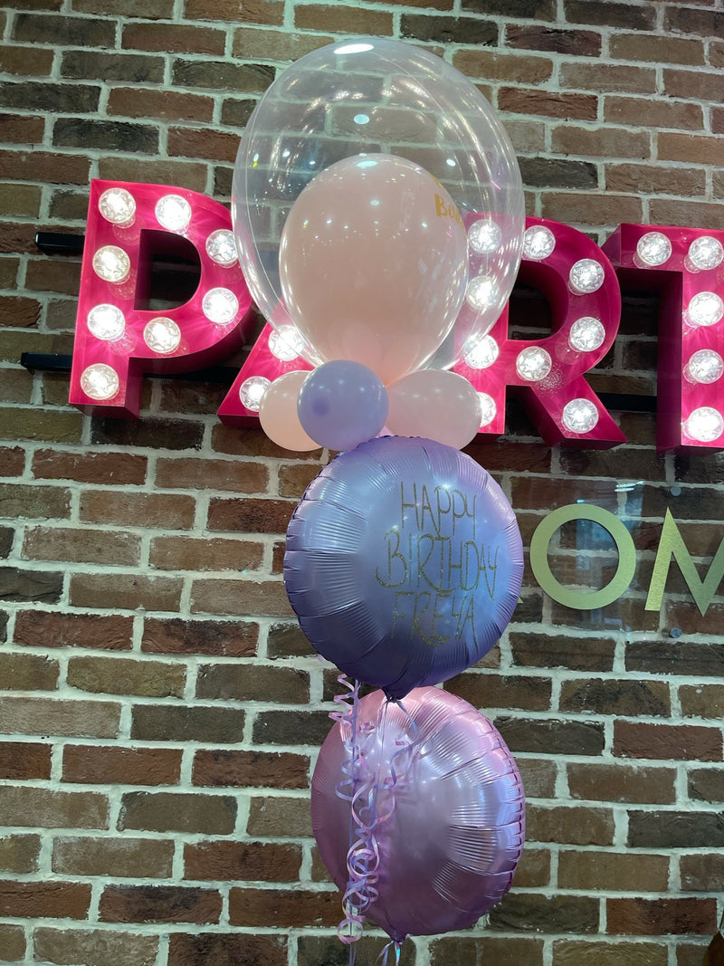 CUSTOM DOUBLE BUBBLE - HAPPY BIRTHDAY BALLOON BOUQUET-CUSTOM BUBBLE-Partica Party