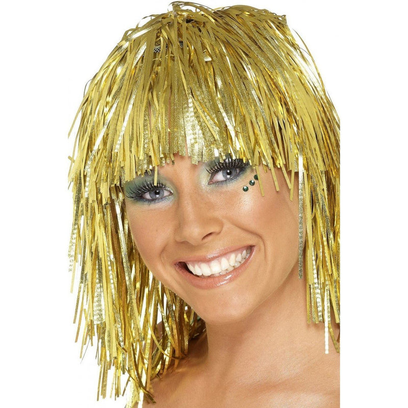 CYBER TINSEL WIG - GOLD-THEMED WIGS-Partica Party