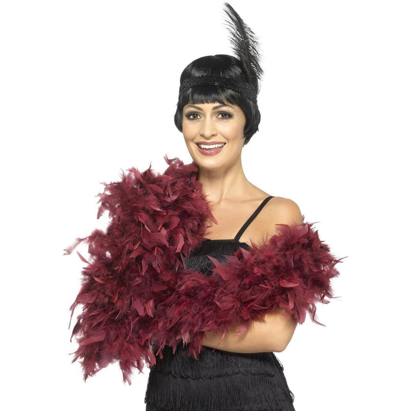 DELUXE FEATHER BOA - BURGUNDY-1920-Partica Party