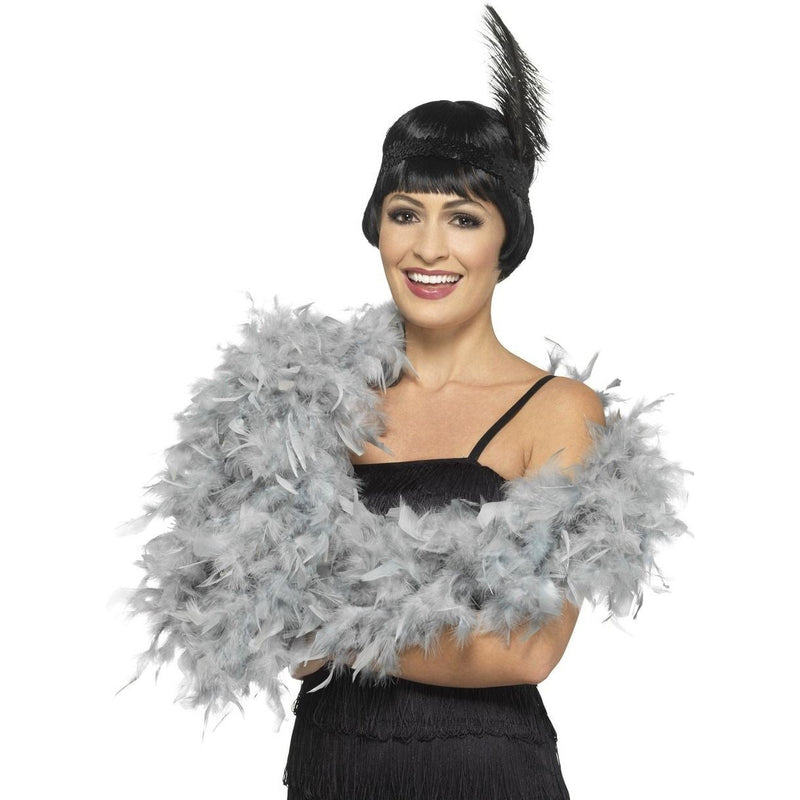 DELUXE FEATHER BOA - SILVER-1920-Partica Party