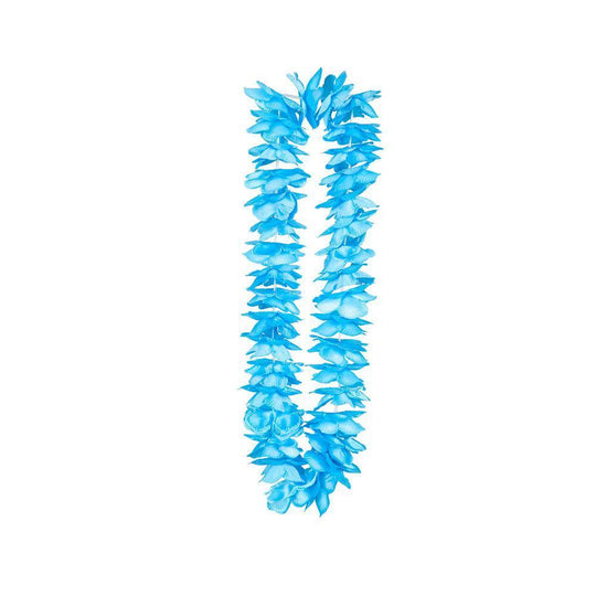 DELUXE SATIN LEI - BLUE - 9CM FLOWER