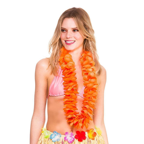 DELUXE SATIN LEI - ORANGE-Hawaiian-Partica Party