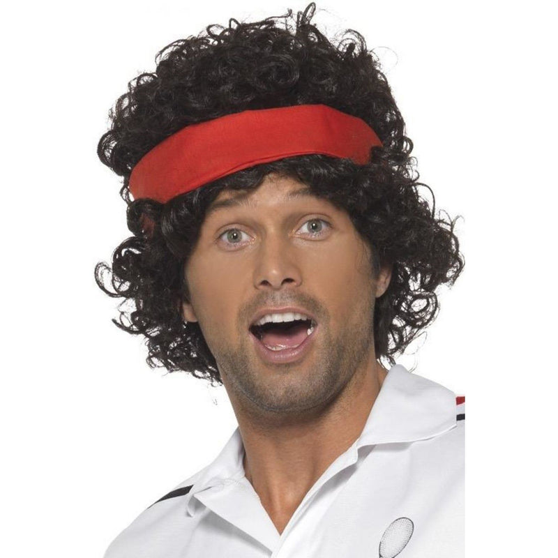 EIGHTIES TENNIS PLAYER WIG - BROWN-THEMED WIGS-Partica Party