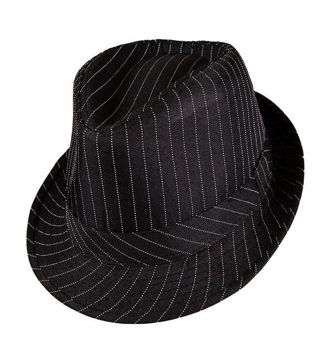FEDORA HAT - BLACK PINSTRIPE-Hat-Partica Party