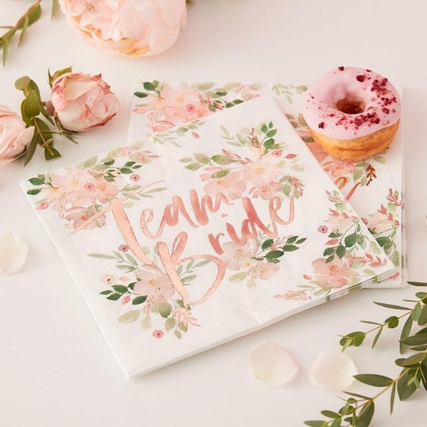 FLORAL HEN PARTY - TEAM BRIDE NAPKINS-BADGE-Partica Party