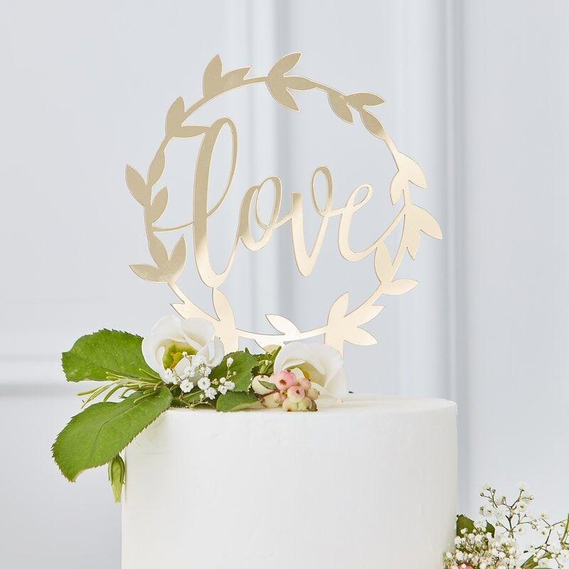 GOLD WEDDING - GOLD ACRYLIC CAKE TOPPER-WEDDING MISC-Partica Party