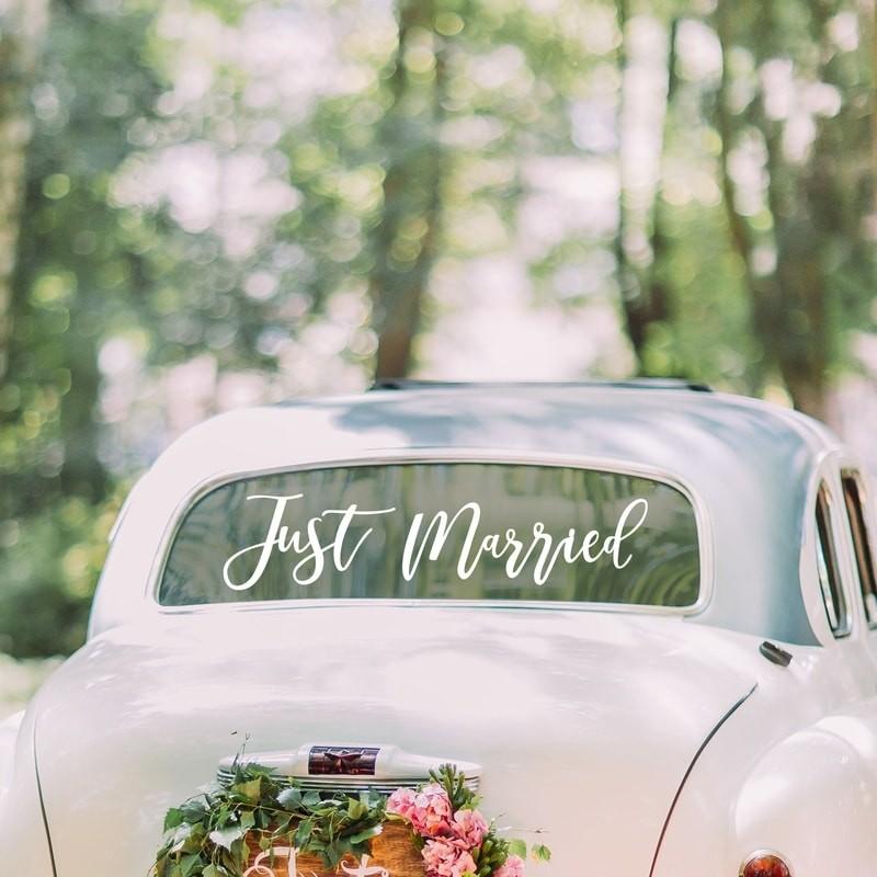 GOLD WEDDING - JUST MARRIED CAR STICKER-MISC-Partica Party