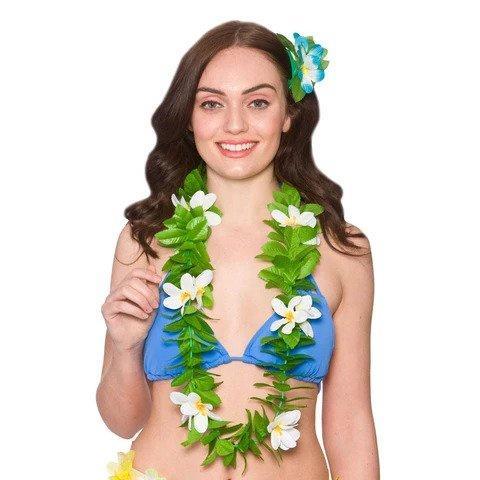 GREEN LEAF LEI - WHITE-Hawaiian-Partica Party