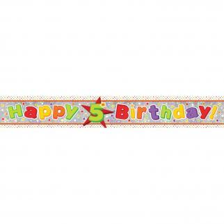 HAPPY BIRTHDAY BANNER - HAPPY 5TH BIRTHDAY-BANNER-Partica Party