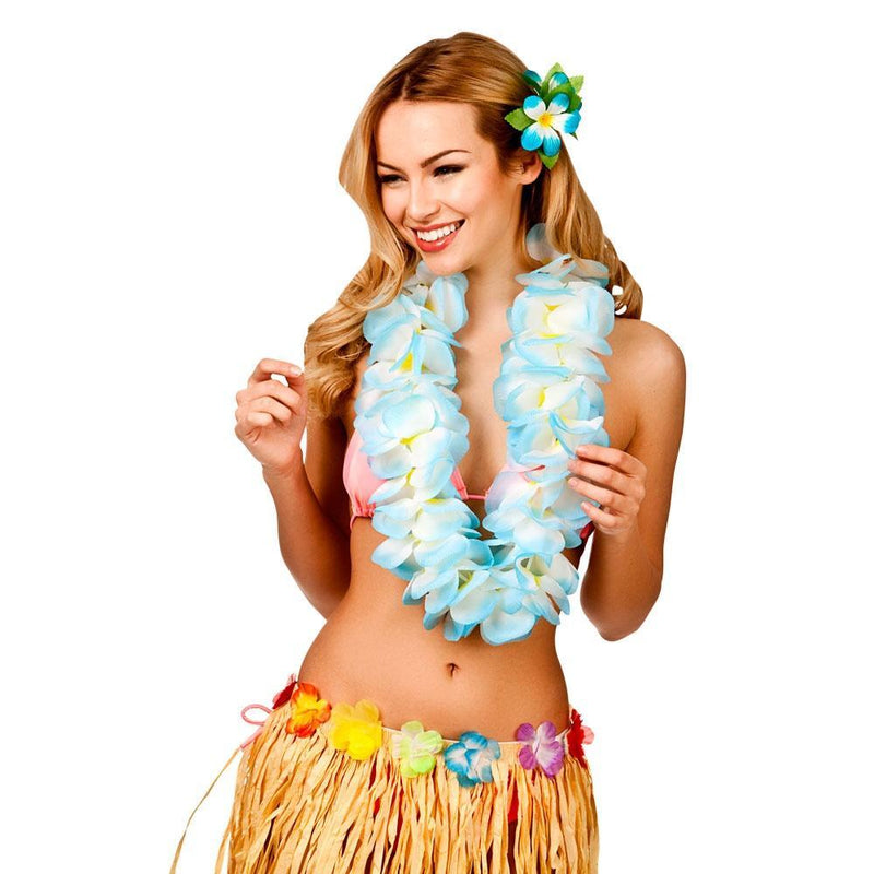 HAWAIIAN LEI - TWO TONE SKY BLUE - LARGE-Hawaiian-Partica Party