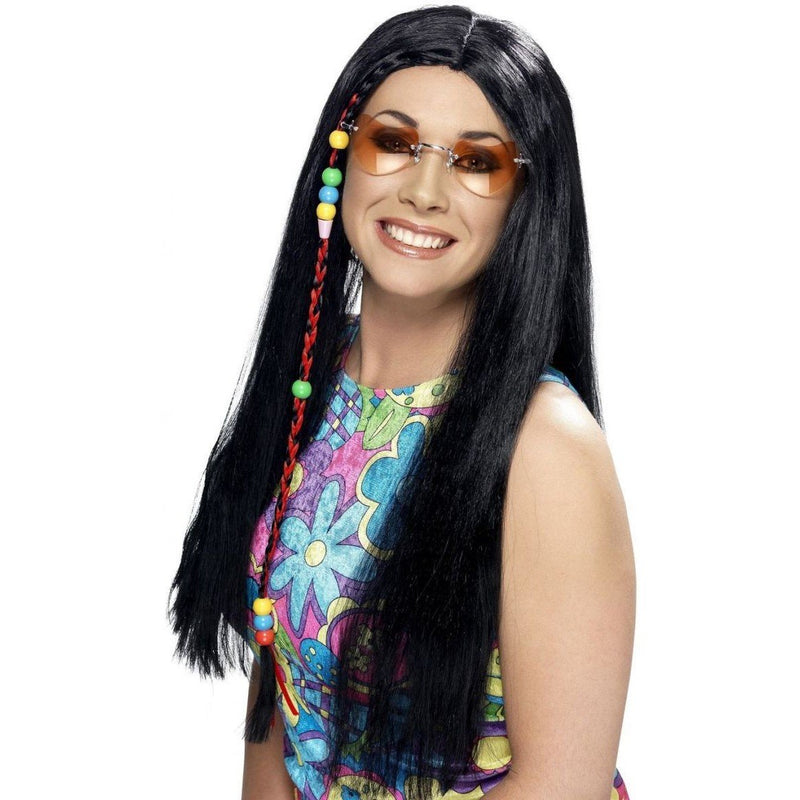 HIPPY PARTY WIG - BLACK-THEMED WIGS-Partica Party