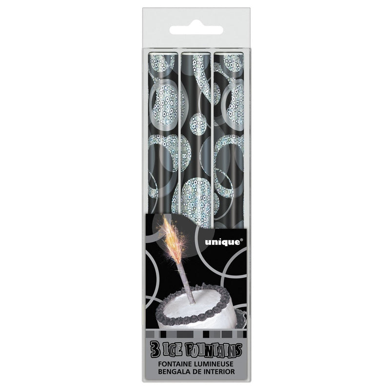 ICE FOUNTAINS - BLACK - PACK OF 3-SPARKLER-Partica Party