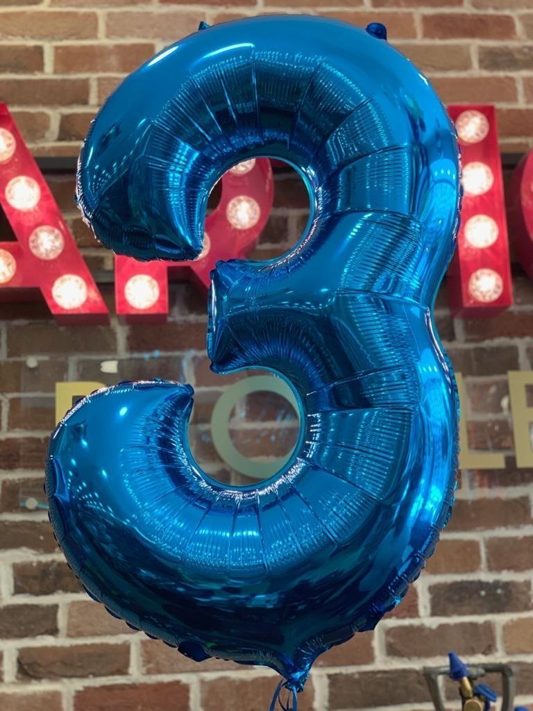 JUMBO NUMBER - 3 - BLUE-JUMBO NUMBER-Partica Party