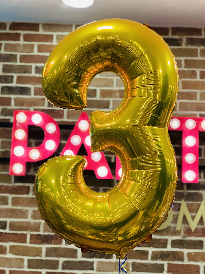 JUMBO NUMBER - 3 - GOLD-JUMBO NUMBER-Partica Party