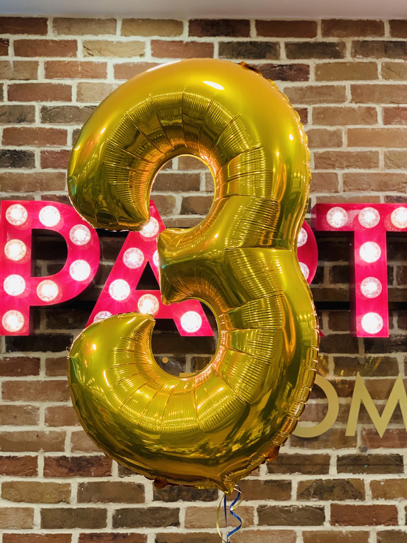 JUMBO NUMBER - 3 - GOLD-JUMBO NUMBER-Partica Party