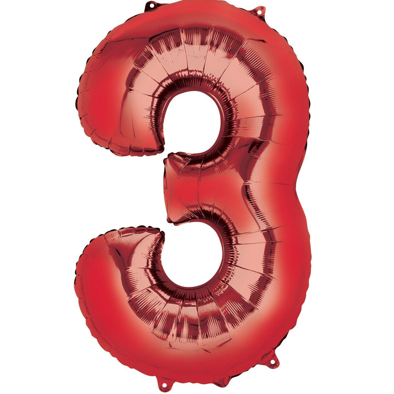 JUMBO NUMBER - 3 - RED-JUMBO NUMBER-Partica Party