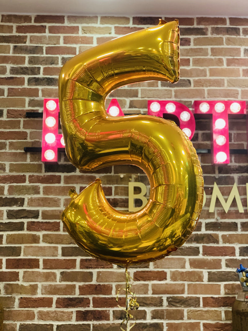 JUMBO NUMBER - 5 - GOLD-JUMBO NUMBER-Partica Party