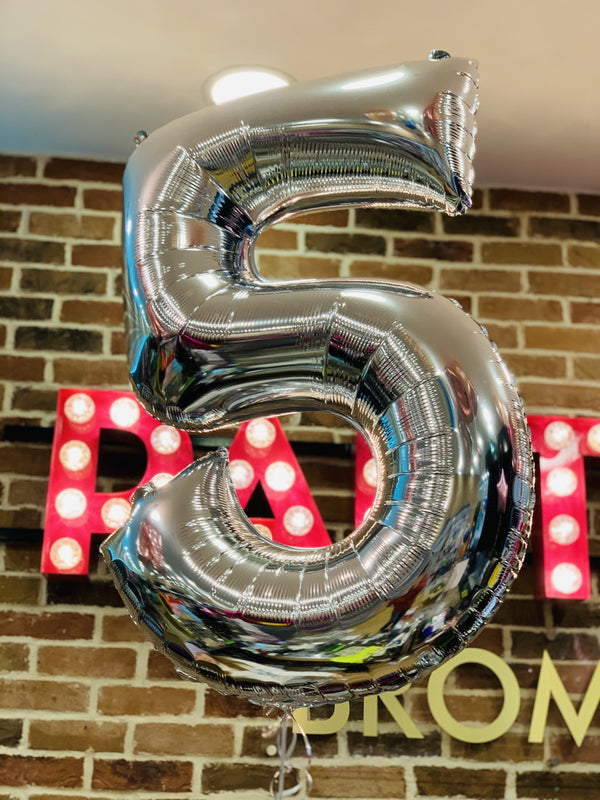 JUMBO NUMBER - 5 - SILVER-JUMBO NUMBER-Partica Party