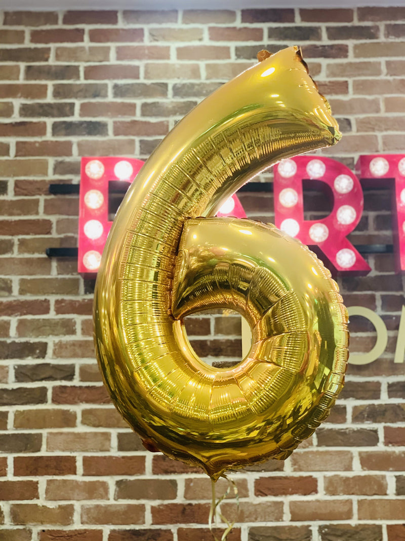 JUMBO NUMBER - 6 - GOLD-JUMBO NUMBER-Partica Party