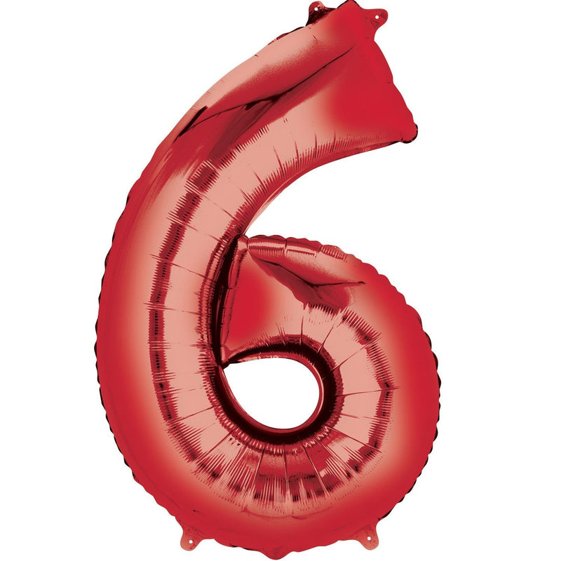 JUMBO NUMBER - 6 - RED-JUMBO NUMBER-Partica Party