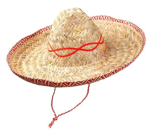 MEXICAN SOMBRERO HAT - RED TRIM-Hat-Partica Party