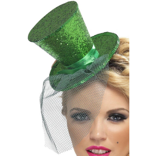 MINI TOP HAT ON HEADBAND - GREEN