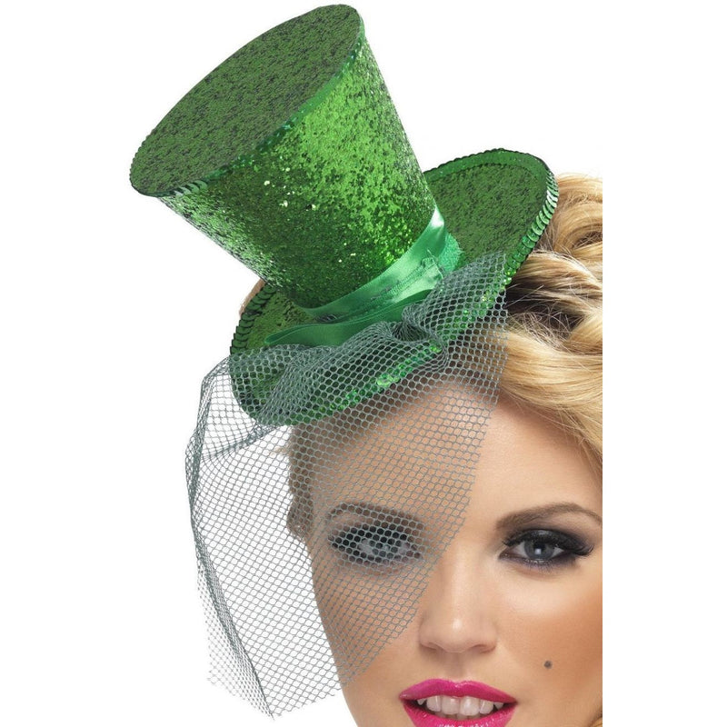 MINI TOP HAT ON HEADBAND - GREEN-Hat-Partica Party