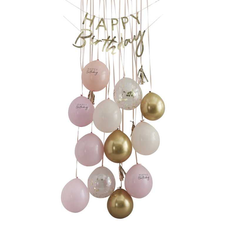 BALLOON DOOR KIT - HAPPY BIRTHDAY - PINK & GOLD