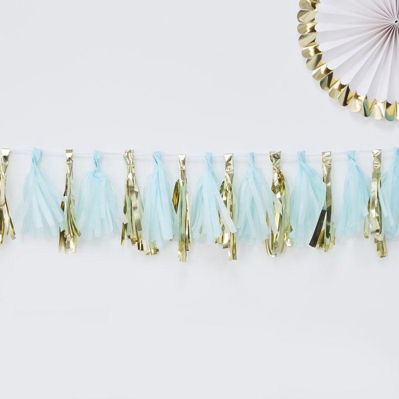 OH BABY! - BLUE AND GOLD TASSEL GARLAND-BANNER-Partica Party