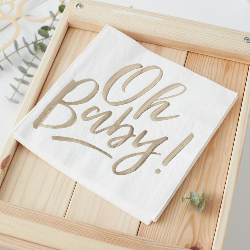 OH BABY! - GOLD FOILED PAPER NAPKINS-NAPKINS-Partica Party