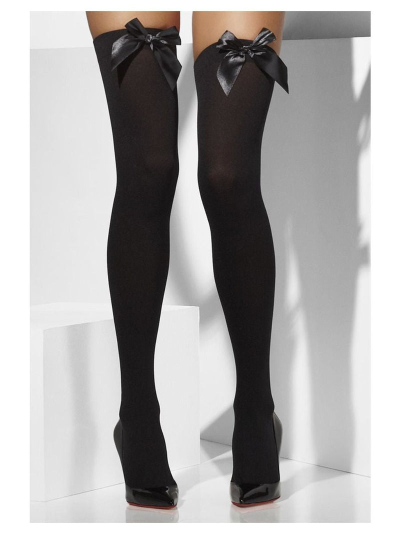 OPAQUE HOLD-UPS - BLACK - BLACK BOWS-ACCESSORY-Partica Party