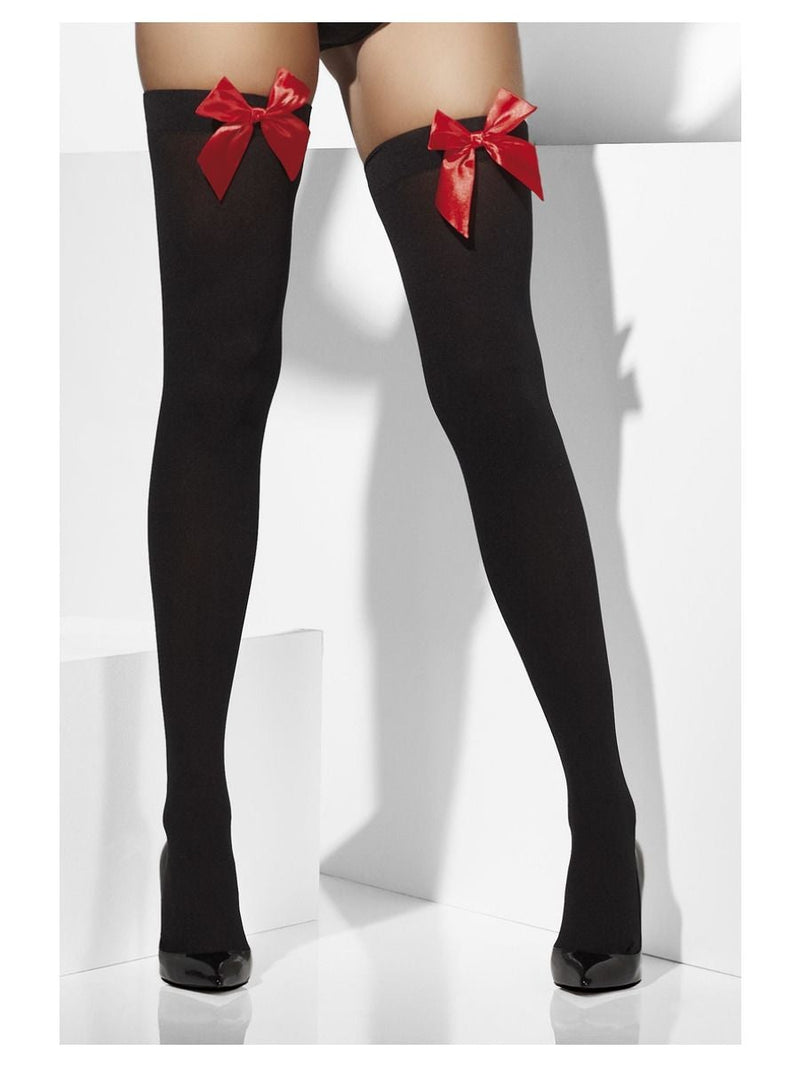 OPAQUE HOLD-UPS - BLACK - RED BOWS-ACCESSORY-Partica Party