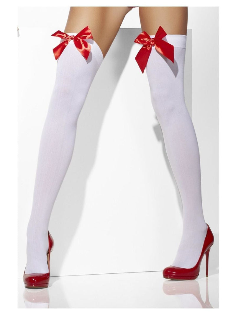 OPAQUE HOLD-UPS - WHITE - RED BOWS-ACCESSORY-Partica Party