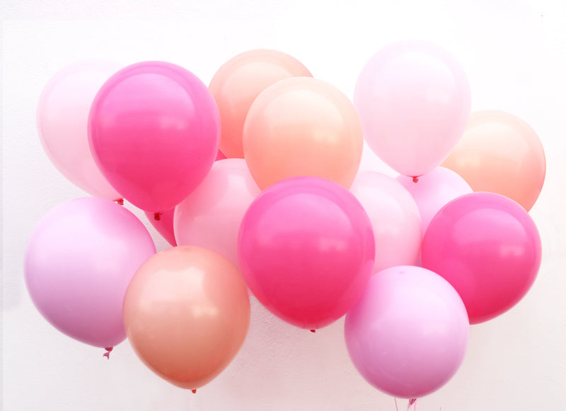 PACK OF 16 LATEX BALLOONS - ASSORTED PINK-LATEX 12"-Partica Party