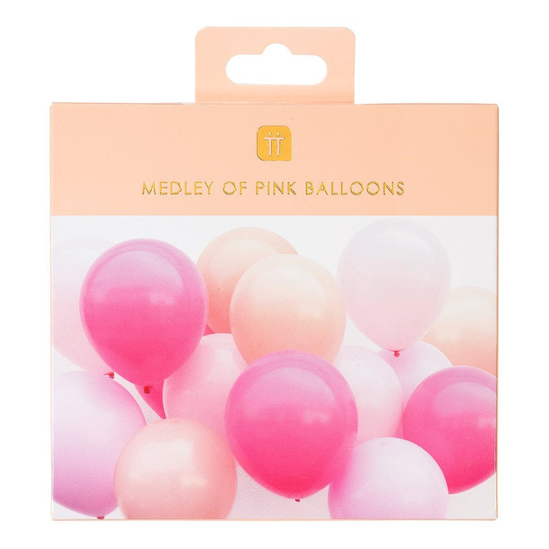 PACK OF 16 LATEX BALLOONS - ASSORTED PINK-LATEX 12"-Partica Party