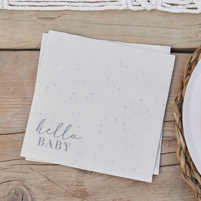 PACK OF 16 NAPKINS - HELLO BABY - SPECKLE-NAPKINS-Partica Party
