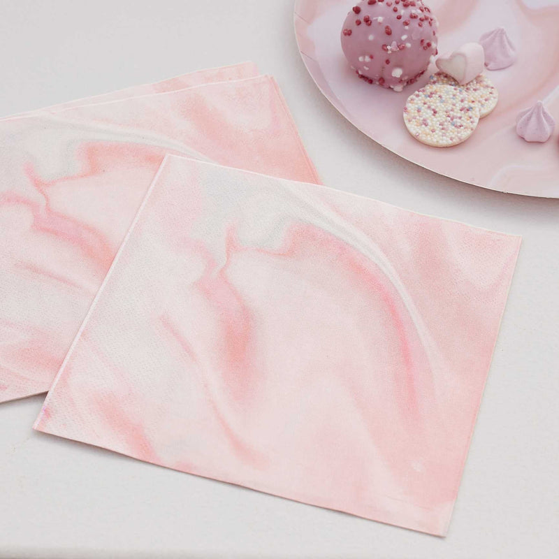 PACK OF 16 NAPKINS - PINK MARBLE-NAPKINS-Partica Party