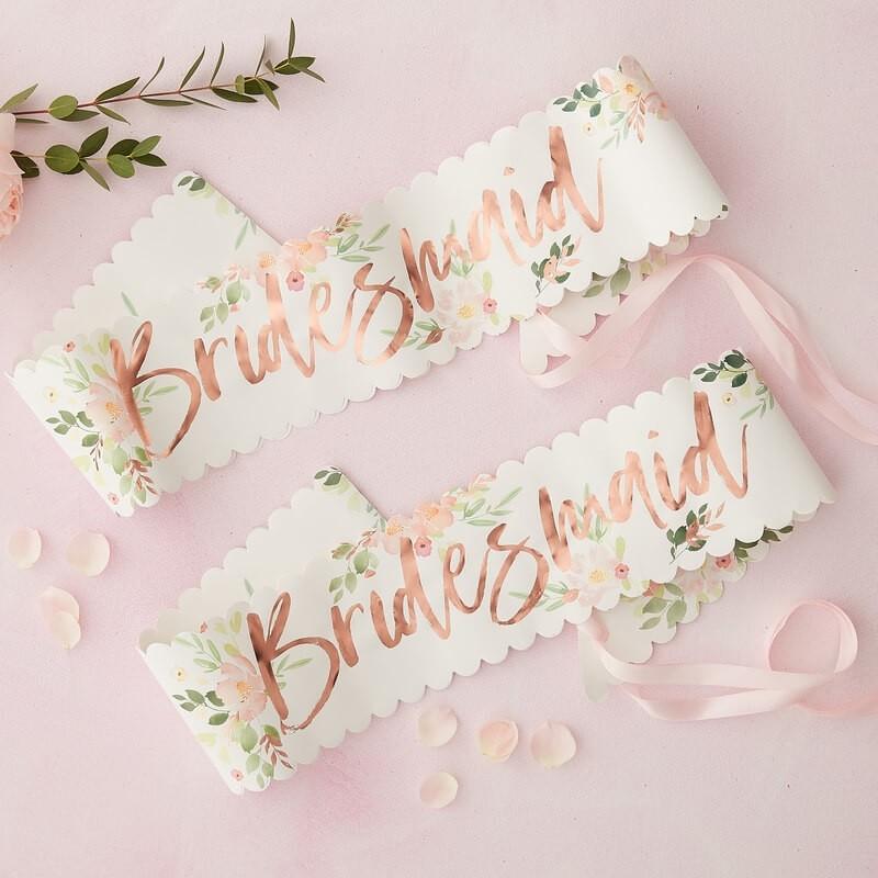 PACK OF 2 SASHES - BRIDESMAID - FLORAL-SASH-Partica Party